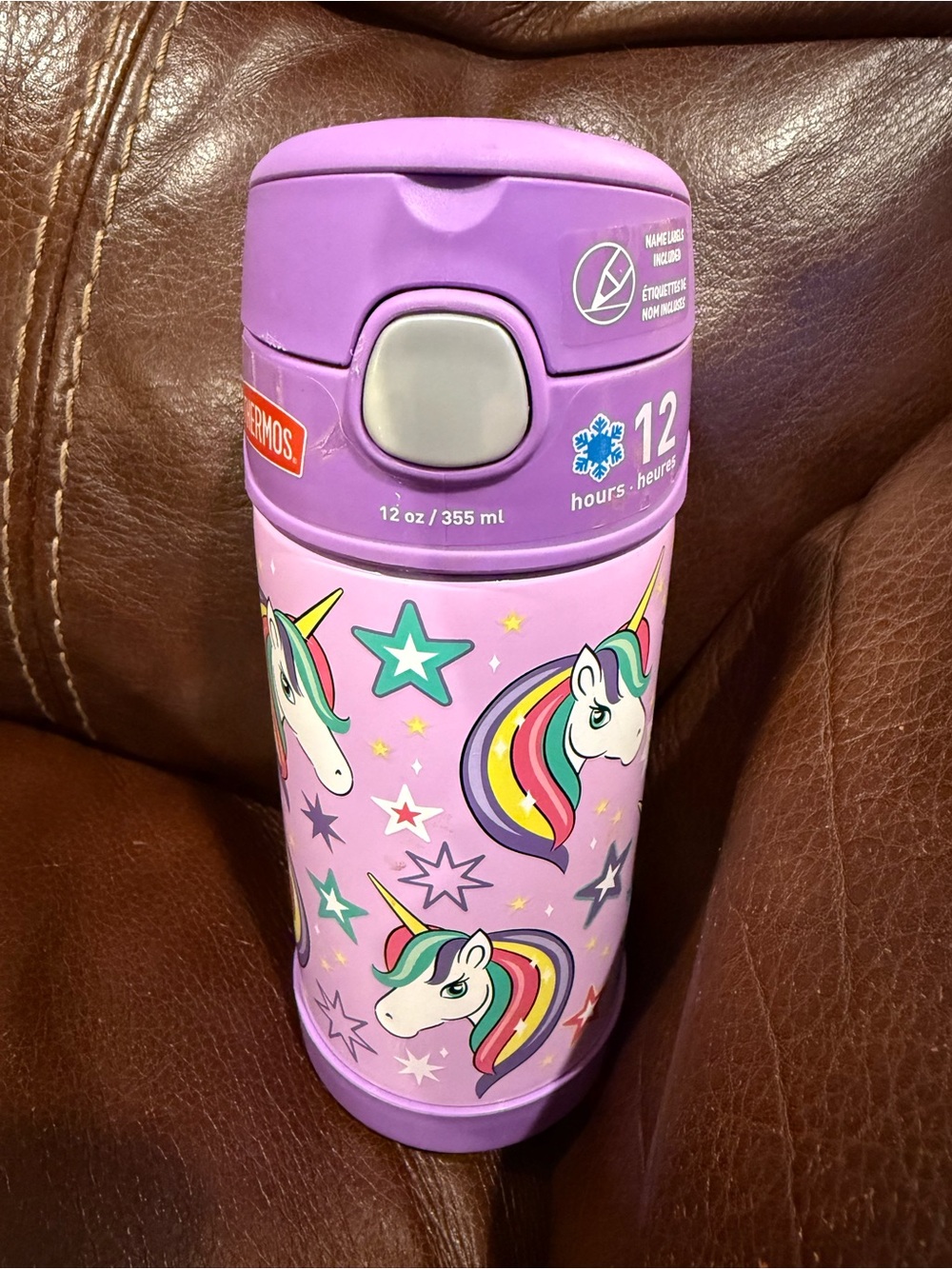 12 oz Thermos Kids Unicorn Insulated Water Bottle - Purple